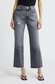 FRAME Le Jane Raw Hem High Waist Ankle Wide Leg Jeans