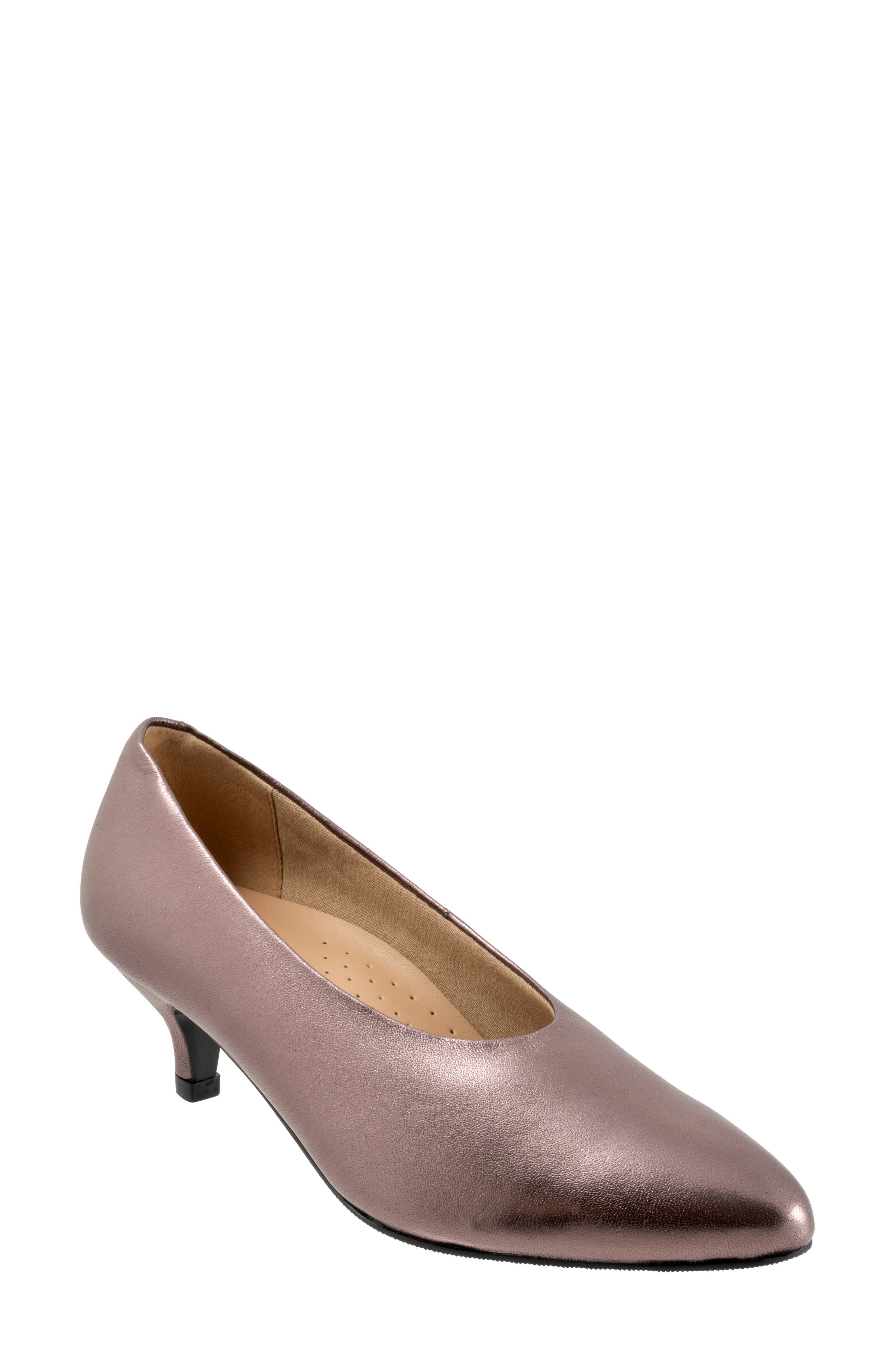 Trotters Kimber Pointed Toe Kitten Heel Pump, Main, color, Rose Pewter