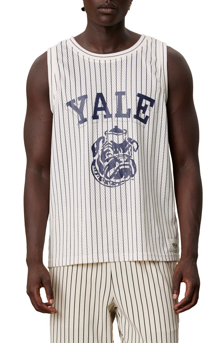 Les Deux Yale Pinstripe Logo Graphic Mesh Tank, Main, color, 