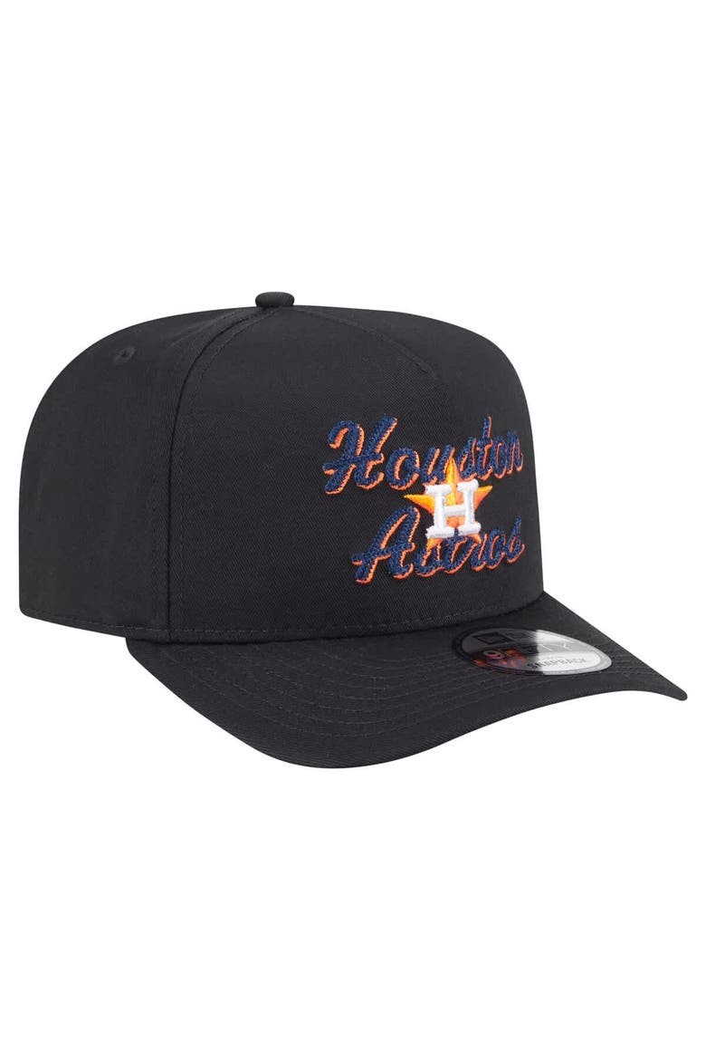 Men's New Era Black Houston Astros Chainstitch 9FIFTY A-Frame Snapback Hat, Alternate, color, Black