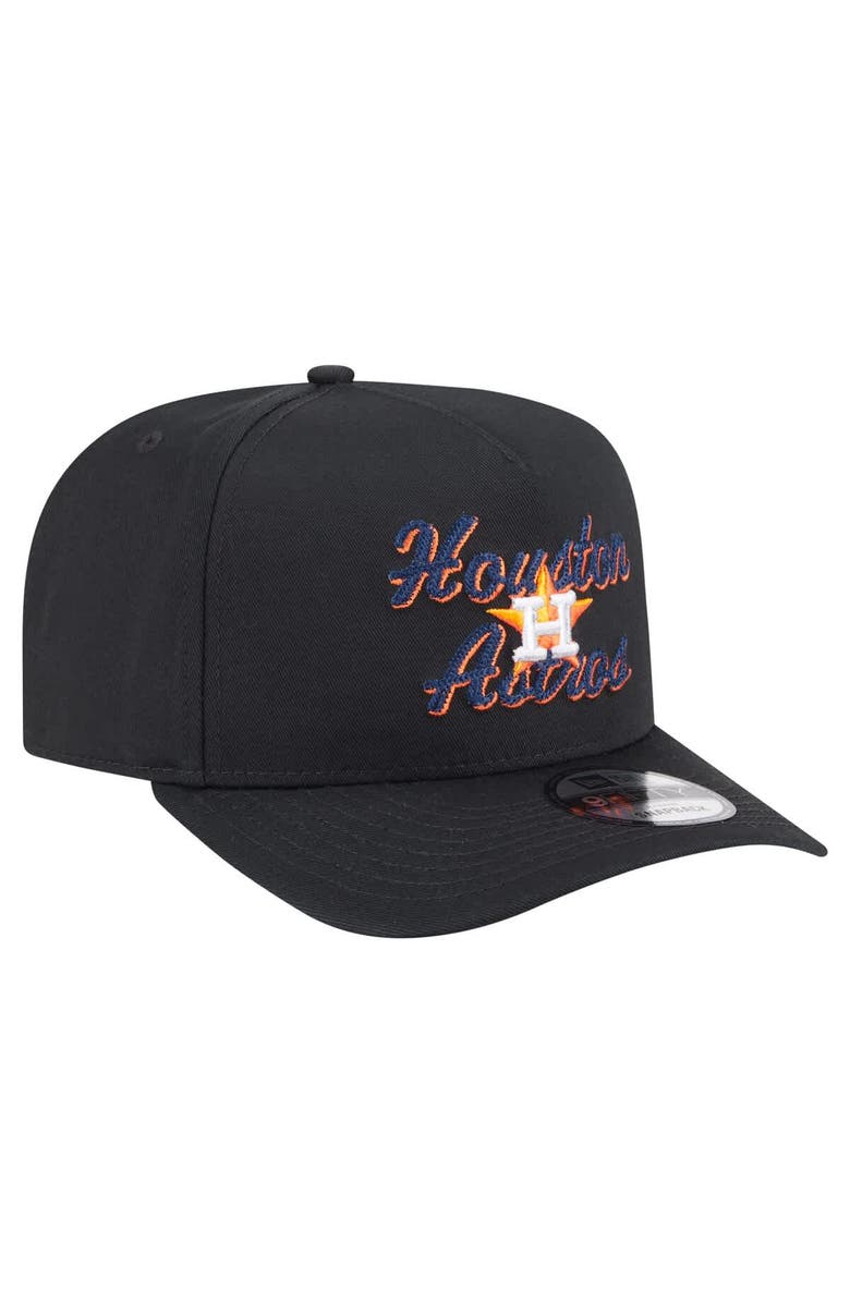 New Era Men's New Era Black Houston Astros Chainstitch 9FIFTY A-Frame Snapback Hat, Alternate, color, Black