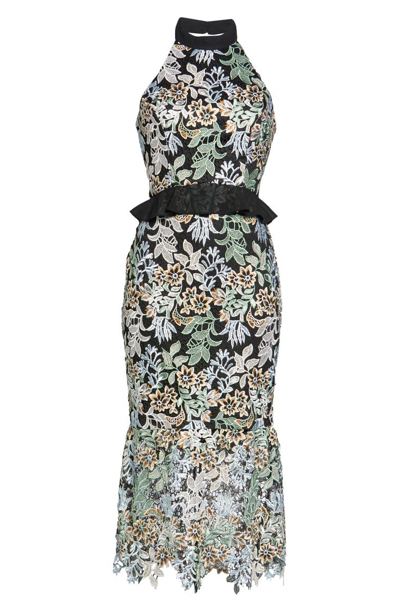 Chi Chi London Jaelana Halter Neck Lace Cocktail Dress, Alternate, color, 