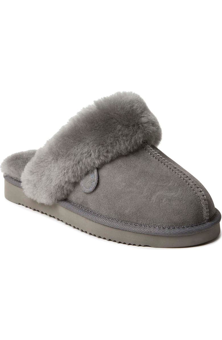 DEARFOAMS Fireside Sydney Genuine Shearling Scuff Slipper, Main, color, Grey