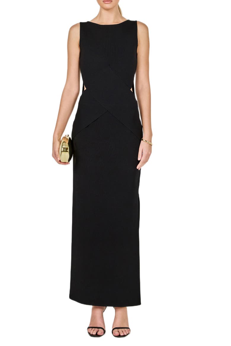 Cutout Detail Column Dress, Main, color, BLACK