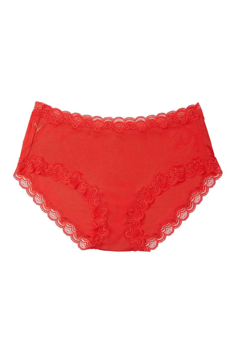 Soft Silk Lace Trim Silk Briefs, Alternate, color, FIERY RED