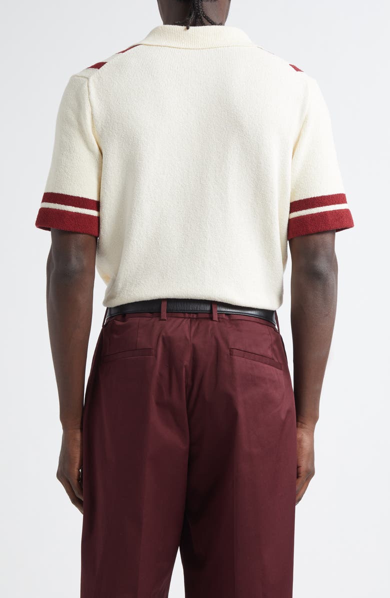 Dolce&Gabbana Stripe Knit Camp Shirt, Alternate, color, W8266 White/Red