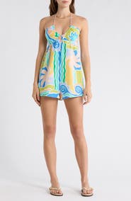 Billabong So Groovy Cotton & Linen Halter Romper