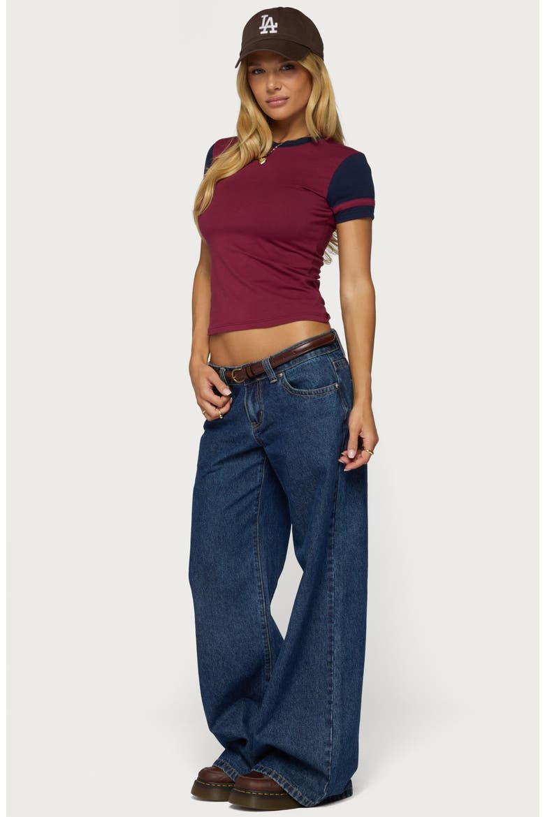 Sophiah Contrast T-Shirt, Alternate, color, BURGUNDY-AND-NAVY