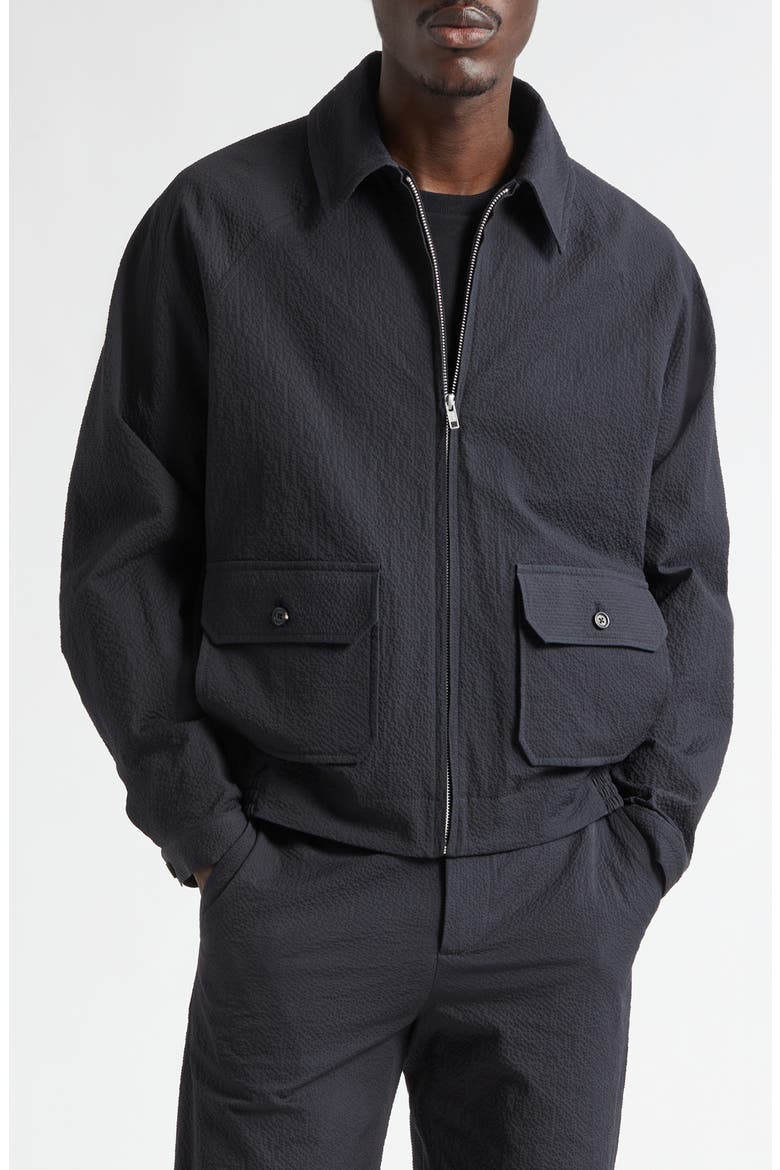 Seersucker Coach's Jacket, Main, color, DARK NAVY