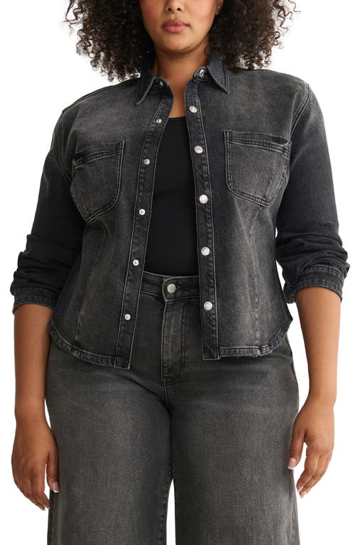 Warp & Weft Warp+weft Pmi Western Denim Fitted Waist Snap-up Shirt In Black