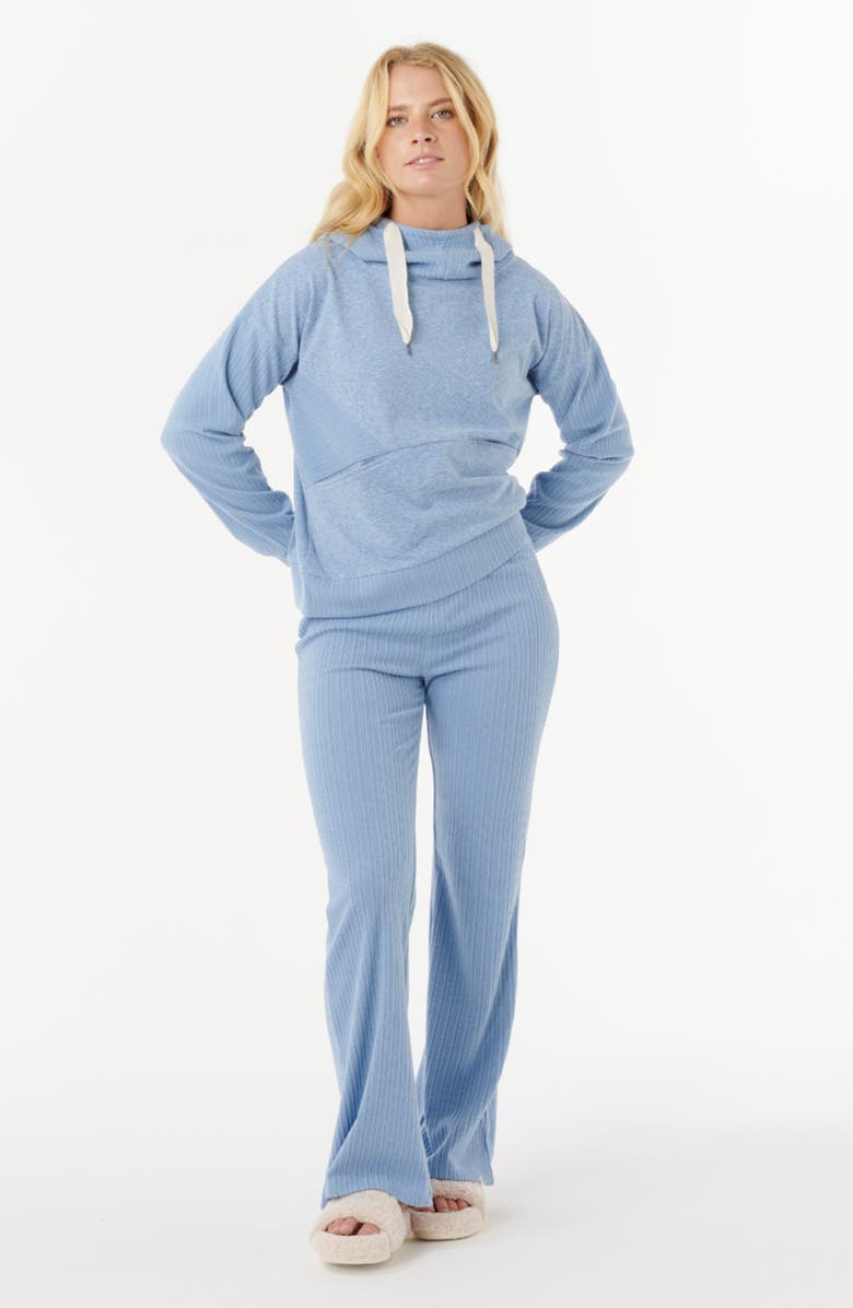 Rip Curl Cosy Rib Flare Leg Pants, Alternate, color, Blue Marle