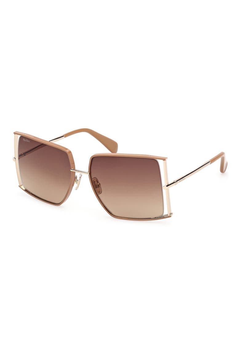 68mm Gradient Oversize Rectangular Sunglasses, Alternate, color, GOLD/ CAMEL BROWN / GRAD BROWN