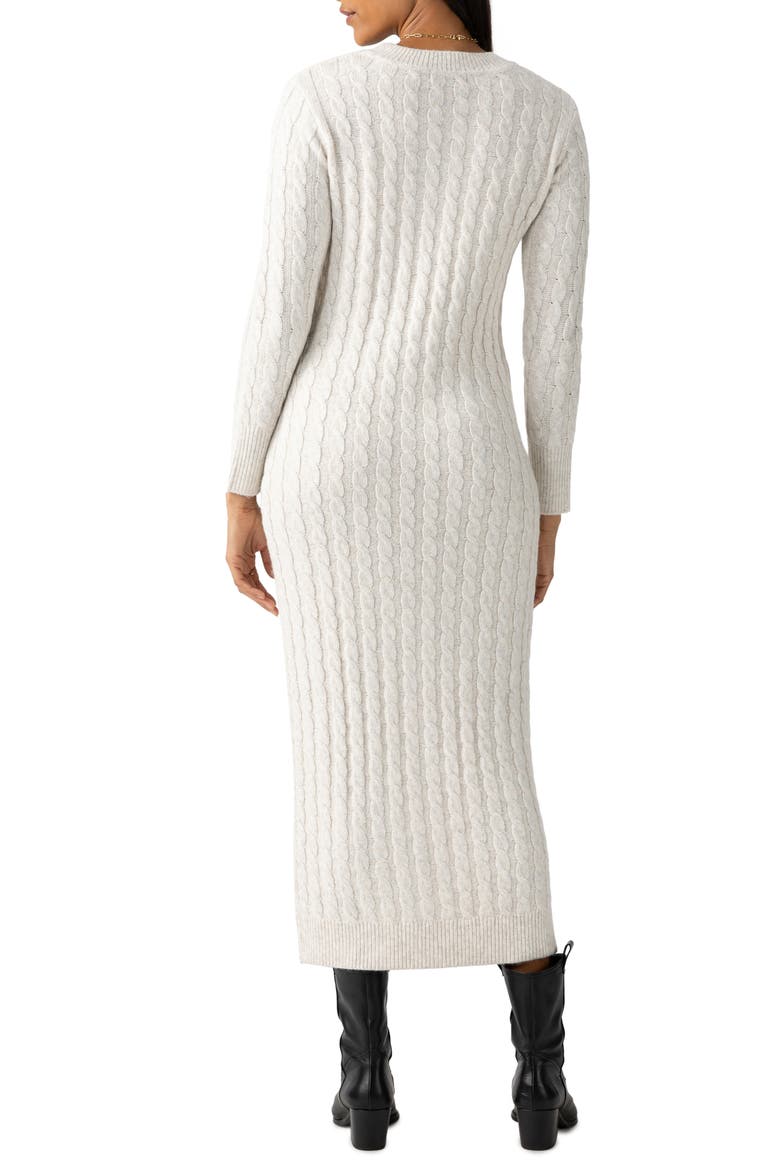 Cable Long Sleeve Sweater Dress, Alternate, color, HEATHER CH