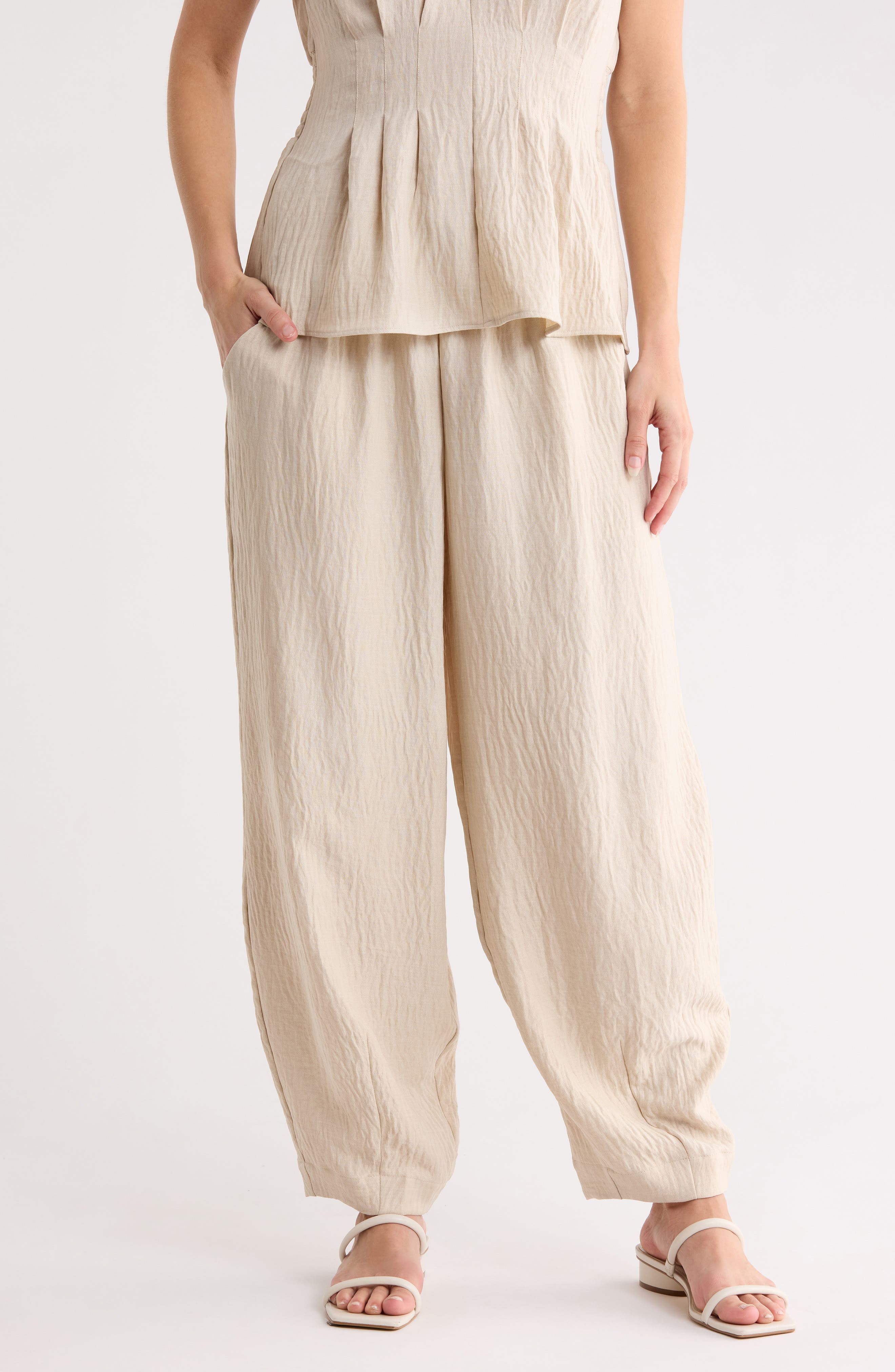 Drawstring Waist Lantern Leg Pants