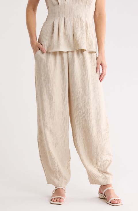 Drawstring Waist Lantern Leg Pants