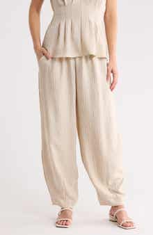 Drawstring Waist Lantern Leg Pants