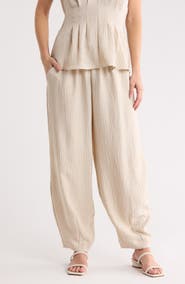 MAX STUDIO Drawstring Waist Lantern Leg Pants