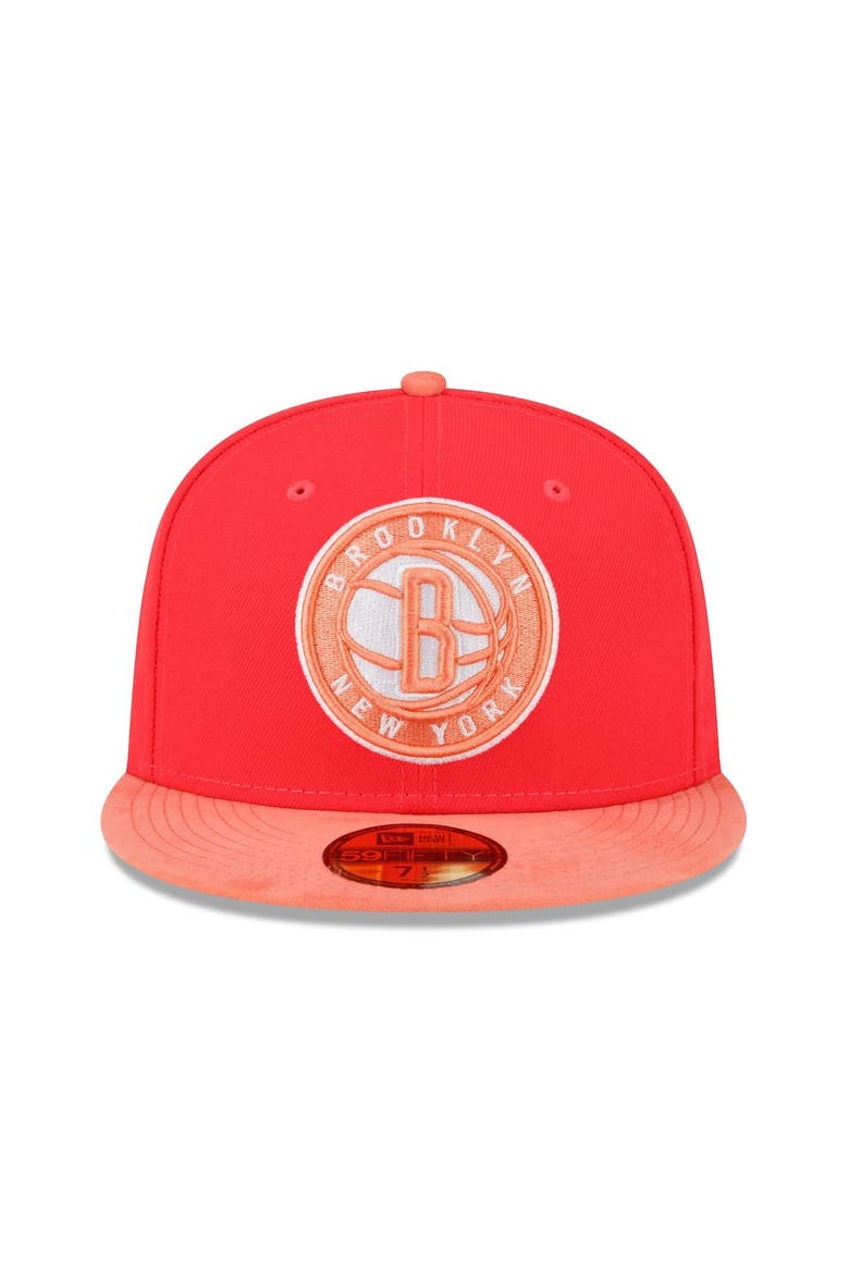 Men's New Era Red/Peach Brooklyn Nets Tonal 59FIFTY Fitted Hat, Alternate, color, Red