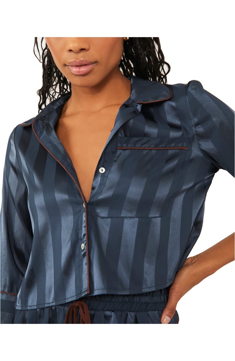 Free People Pillow Talk Satin Stripe Short Pajamas, Alternate, color, 