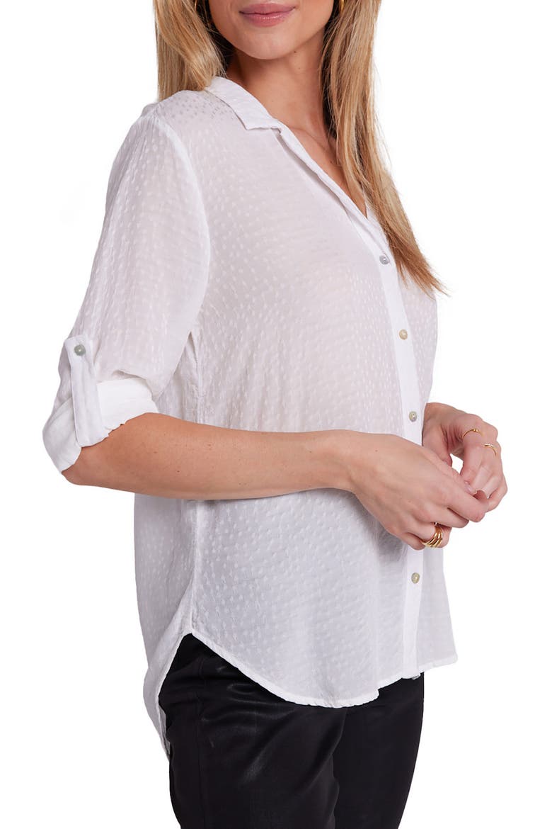 Capri Jacquard Dot Button-Up Shirt, Alternate, color, WINTER WHITE