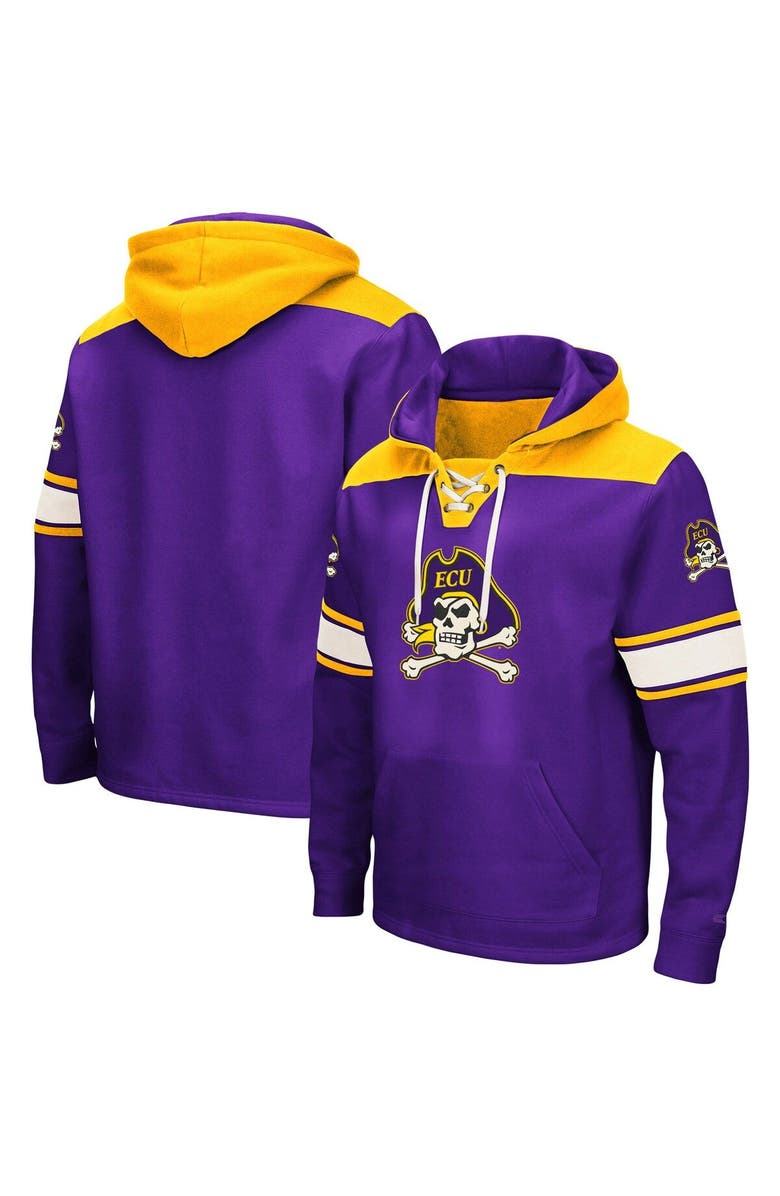 COLOSSEUM Men's Colosseum Purple ECU Pirates 2.0 Lace-Up Pullover Hoodie, Main, color, Purple