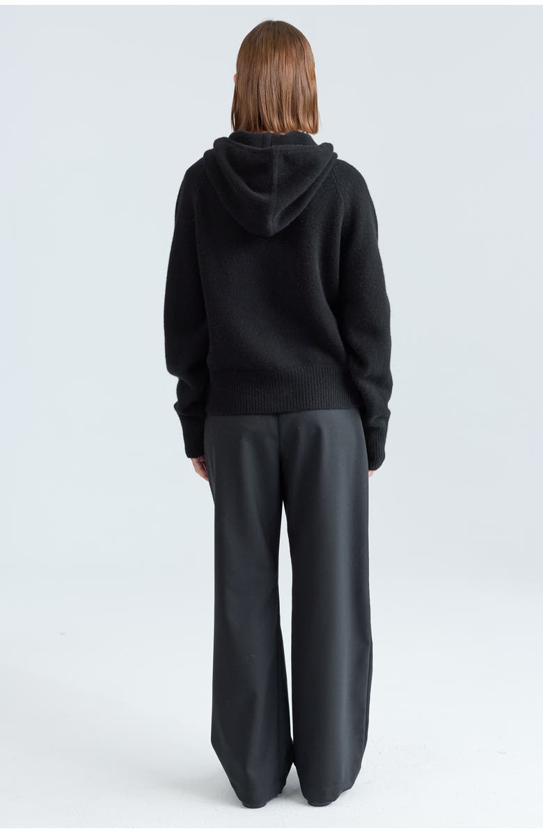 Almina Concept Wool Hoodie Zip Up Sweater, Alternate, color, Black