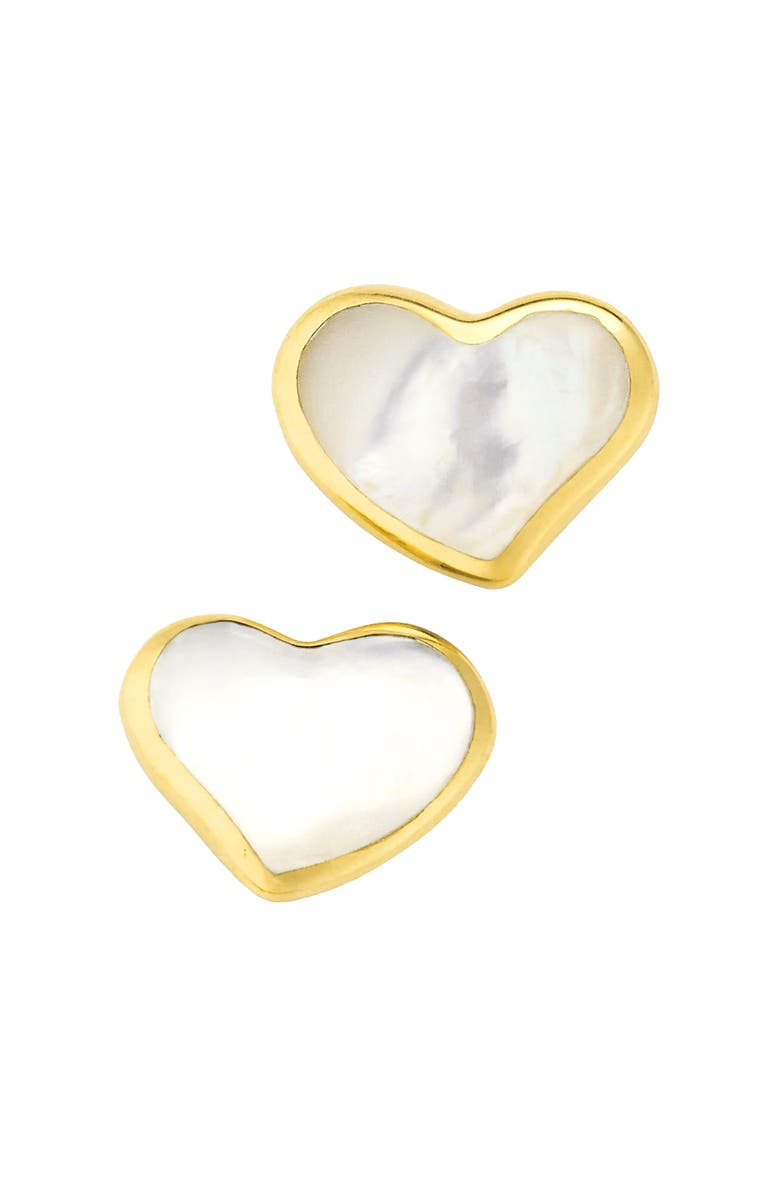 Jan Leslie Heart Stud Earring Set In Sterling With 18K Gold Overlay, Main, color, White