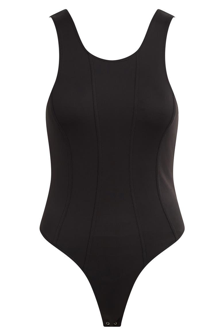 Scoop Neck Bodysuit, Alternate, color, BLACK