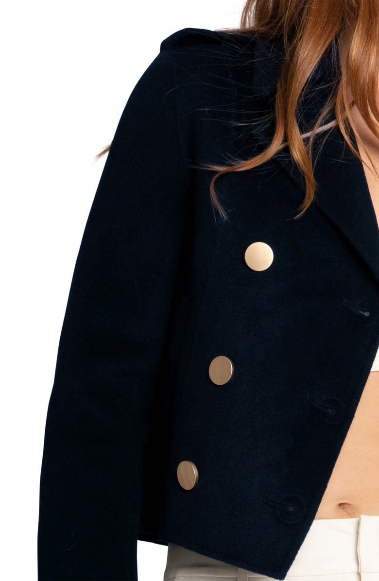 Belle & Bloom Love Me Now Wool Blend Crop Coat, Alternate, color, Navy