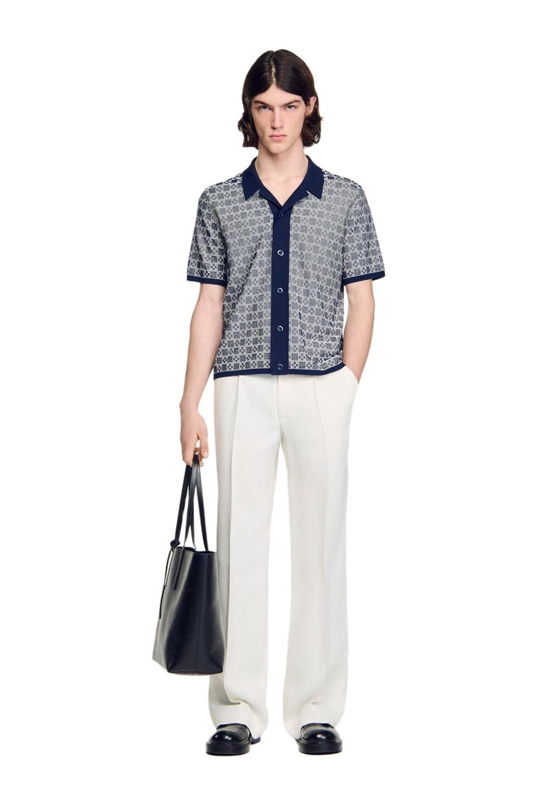 Square Cross jacquard shirt, Alternate, color, Navy blue
