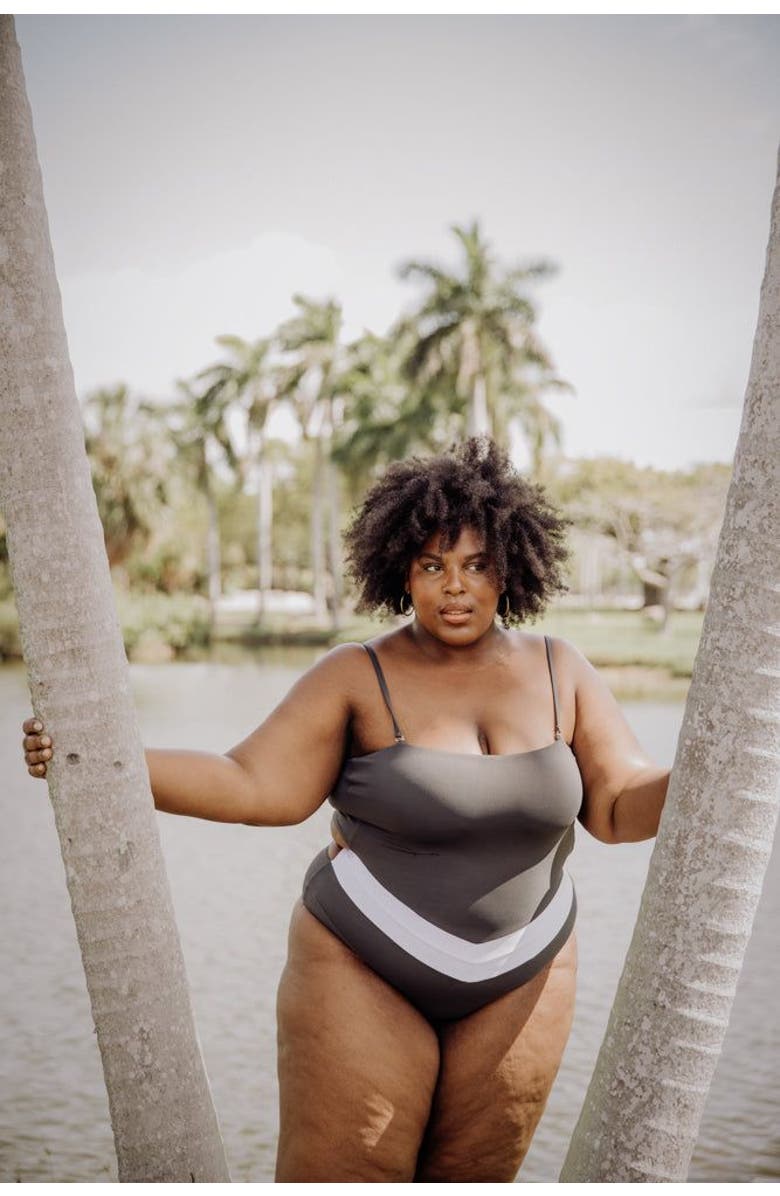 Mary Mercedes Vee Convertible One Piece Swimsuit, Alternate, color, Charcoal Grey