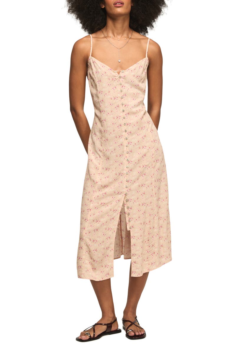 Simone Floral Midi Slipdress, Main, color, PEACH FLORAL