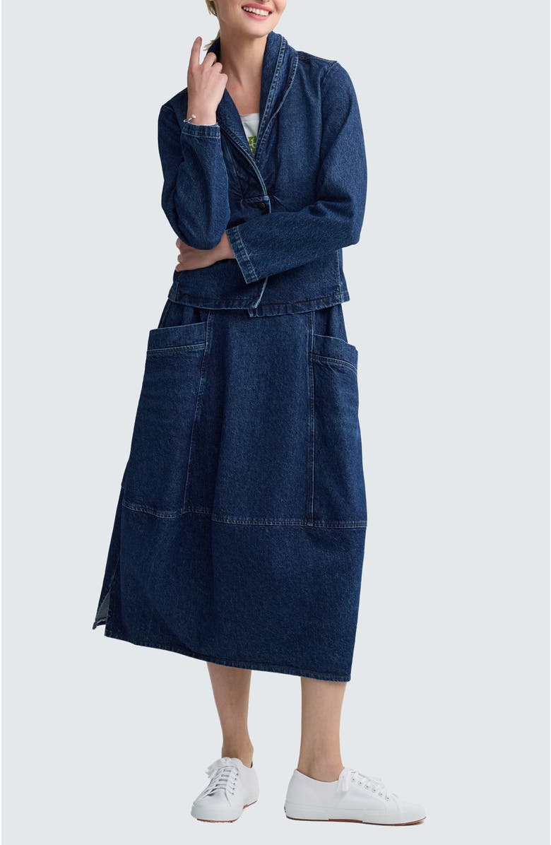 LUUKAA Hayden Balloon Denim Skirt, Alternate, color, Indigo Denim