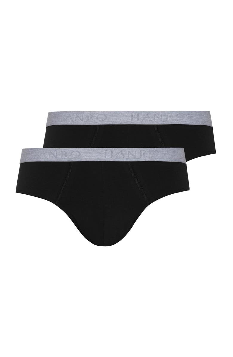 Hanro Cotton Essentials 2-Pack Cotton Briefs, Main, color, Black