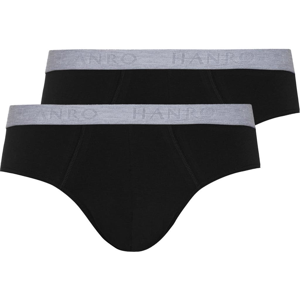 Hanro Cotton Essentials 2-pack Cotton Briefs In Black