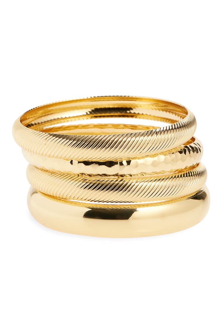 Set of 4 Bangle Bracelets, Main, color, GOLD