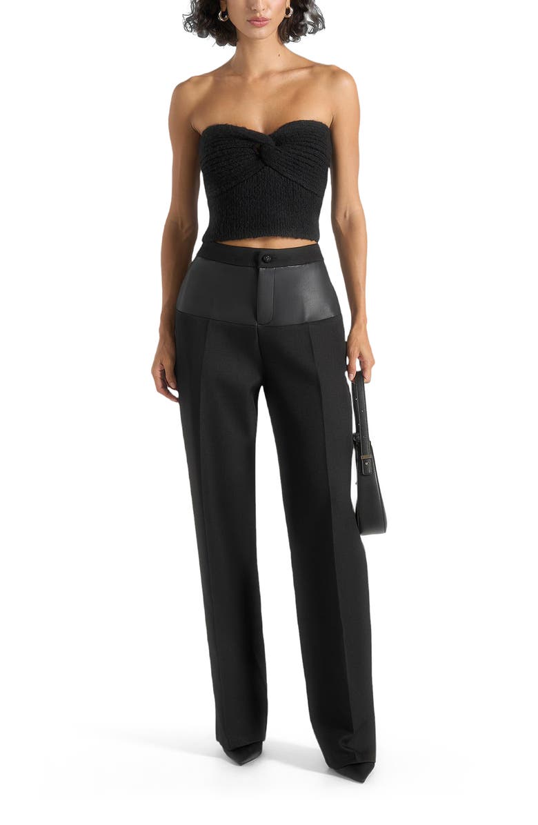 Manière De Voir Emya 2-in-1 Knit Shrug With Twisted Bandeau Top, Main, color, Black