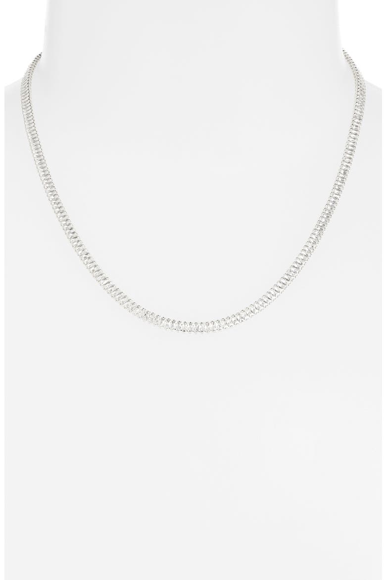 Baguette Cubic Zirconia Tennis Necklace, Alternate, color, CLEAR- SILVER
