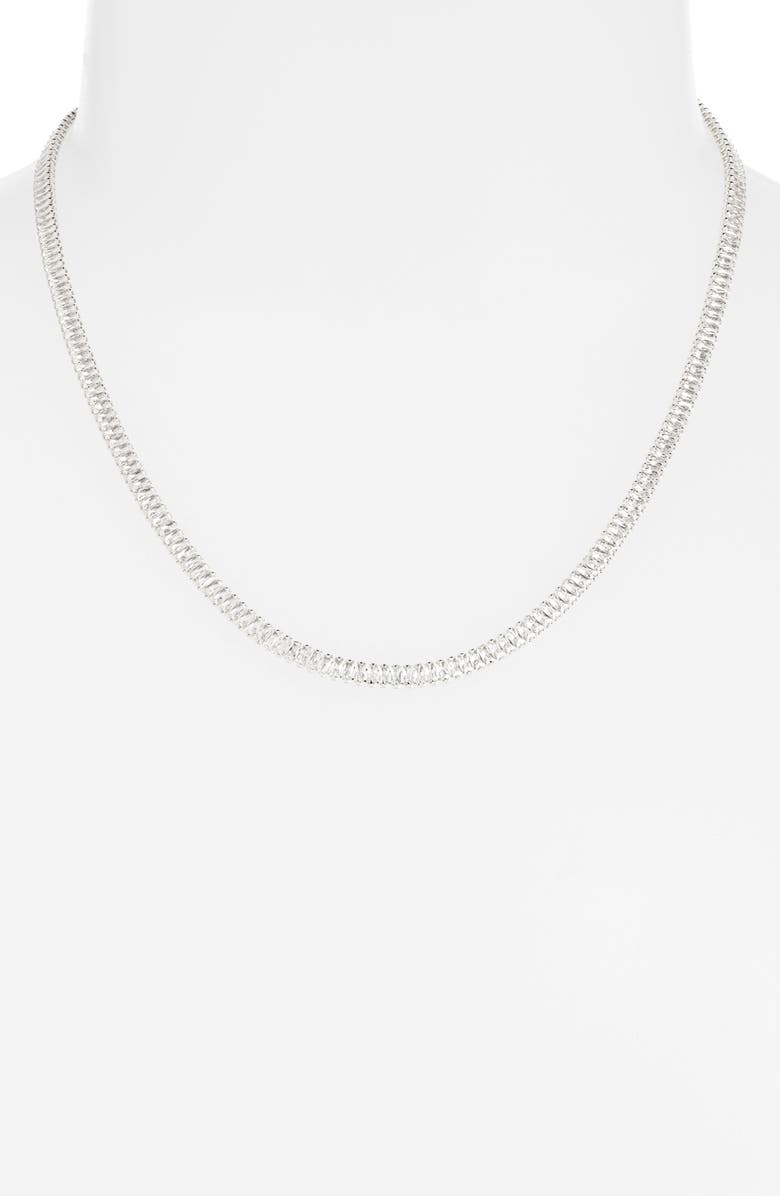 Nordstrom Baguette Cubic Zirconia Tennis Necklace, Alternate, color, Clear- Silver