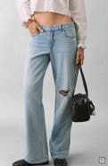 MANGO TEEN Ripped Low Rise Straight Leg Jeans