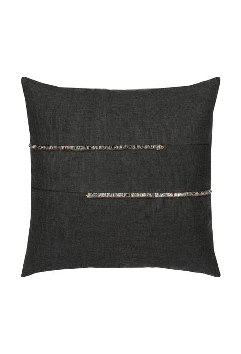 Micro Fringe Carbon Indoor & Outdoor Woven Accent Pillow