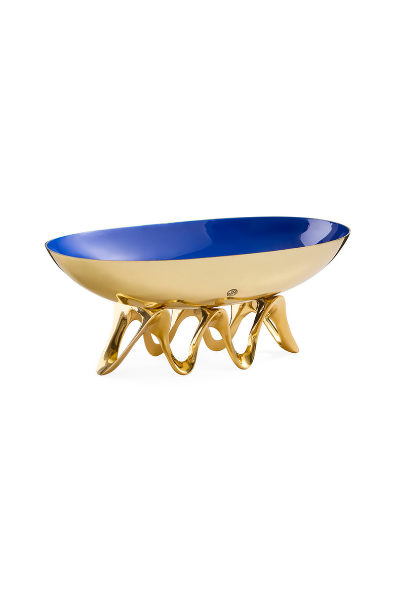 Oscar Long Bowl, Alternate, color, Gold / Blue