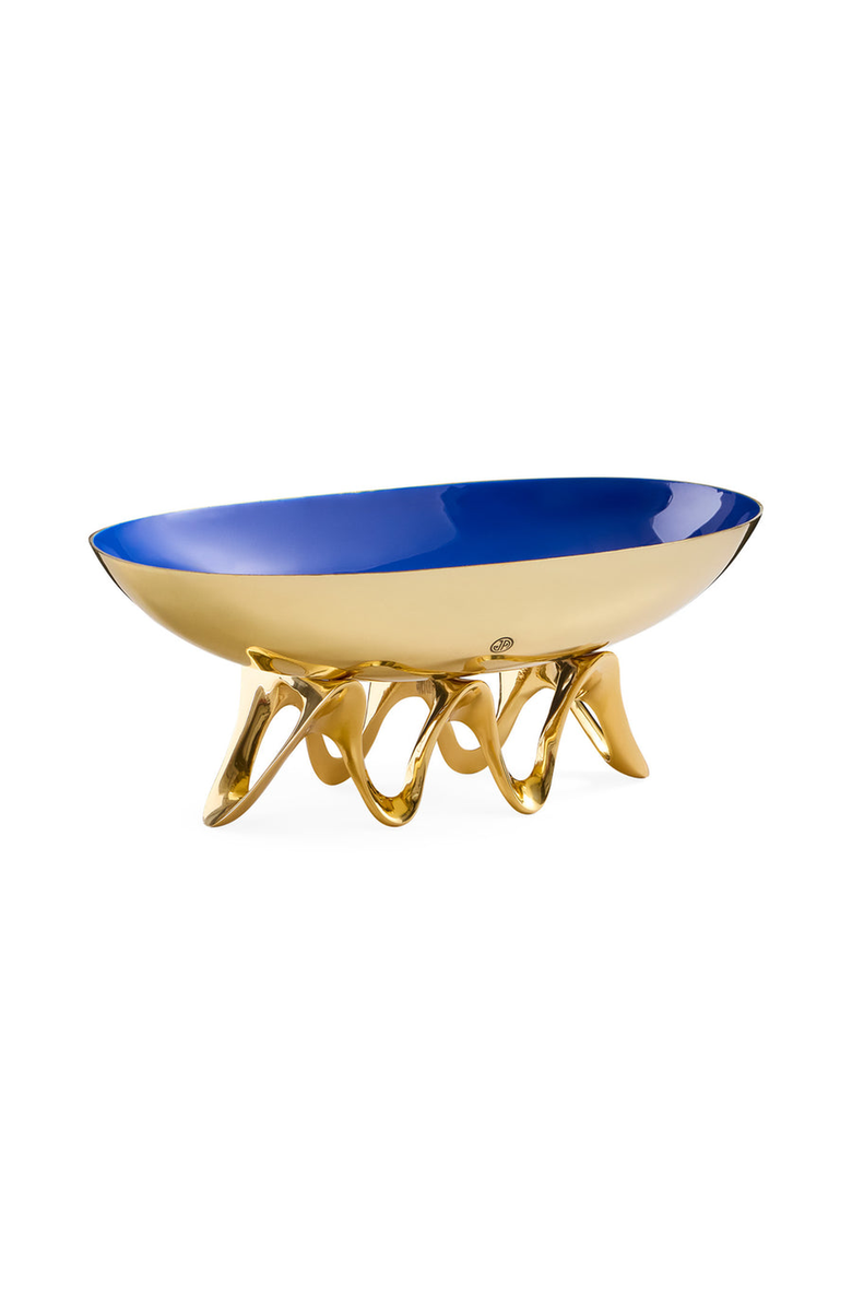Jonathan Adler Oscar Long Bowl, Alternate, color, Gold / Blue