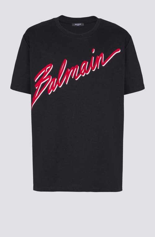 Balmain T-shirt With Flocked  Letter Logo