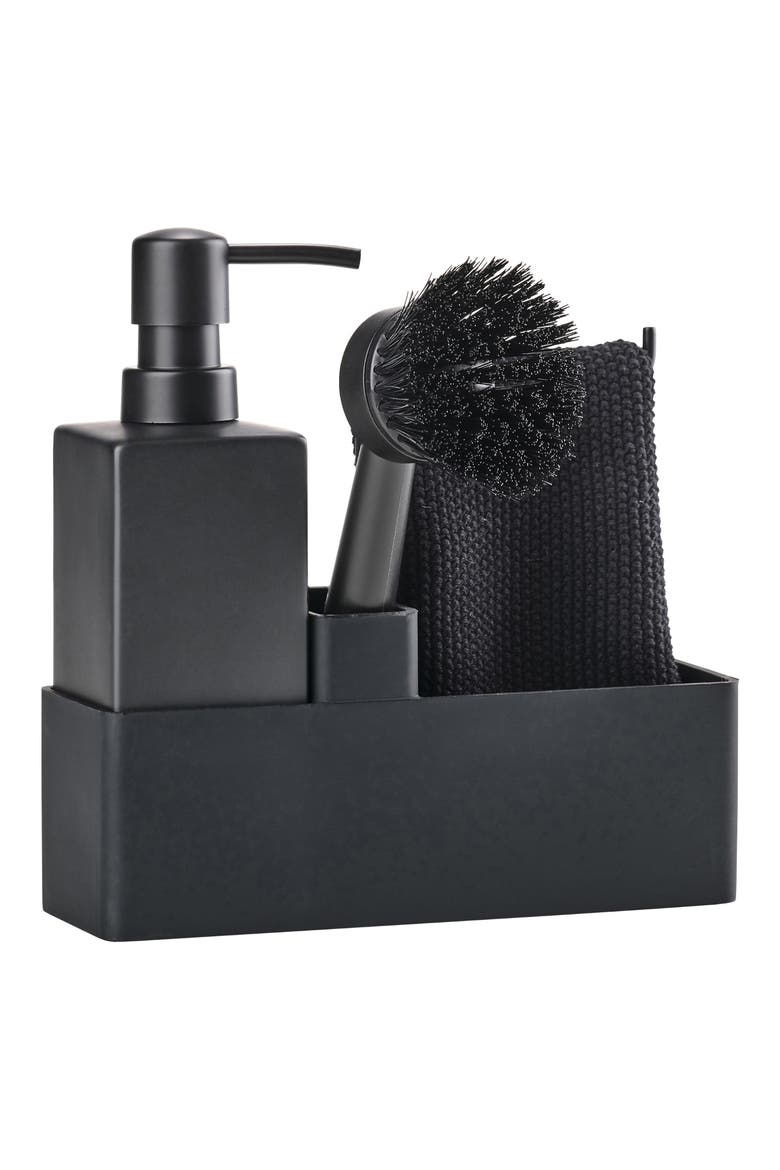 Dishwashing Set with Cloth, Main, color, BLACK