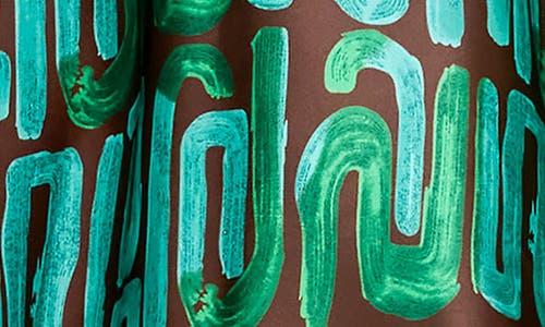 Melloday Abstract Maxi Halter Dress In Green