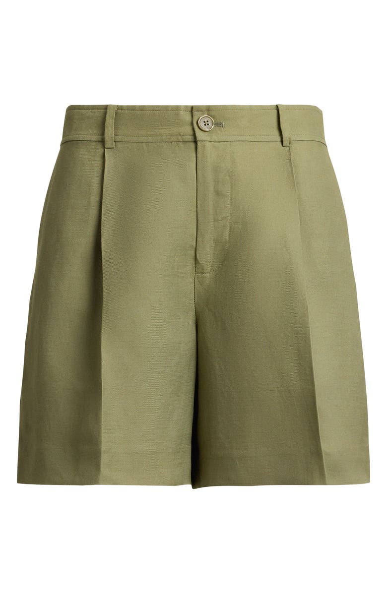 Lauren Ralph Lauren Pleated Linen Blend Twill Shorts, Alternate, color, Light Agave Green