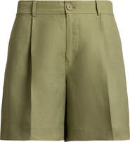 Lauren Ralph Lauren Pleated Linen Blend Twill Shorts