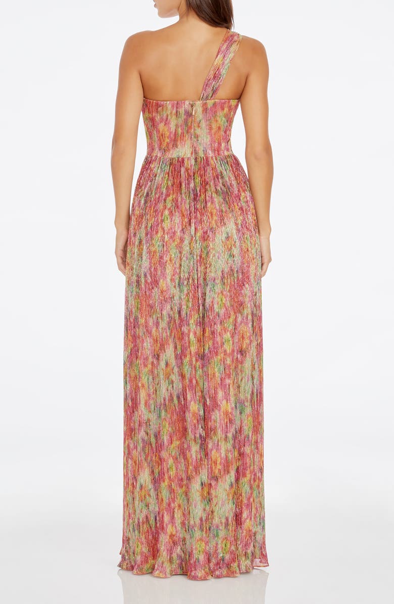 Dress the Population Idalia Metallic One-Shoulder Gown, Alternate, color, Bright Fuchsia Multi