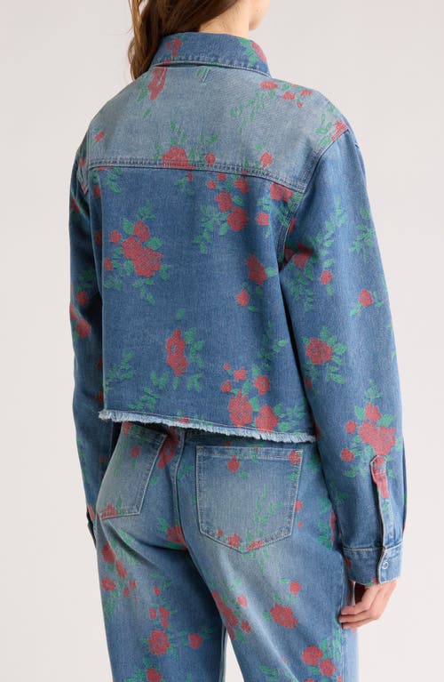 Shop Ptcl Cutouff Jacquard Embroidered Denim Shirt In Indigo